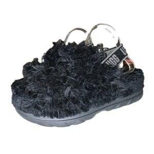 UGG Fluff Sugar Women's Faux Fur Slingback Platform Sandals Slippers Size 9
